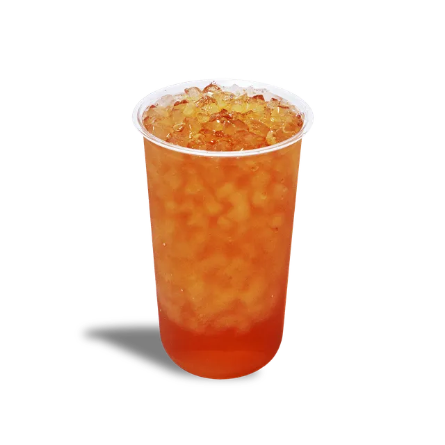 Tropical Black Tea, an amber Harney & Sons tropical black tea over ice in a clear cup