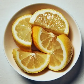 Fresh lemon slices on a white plate